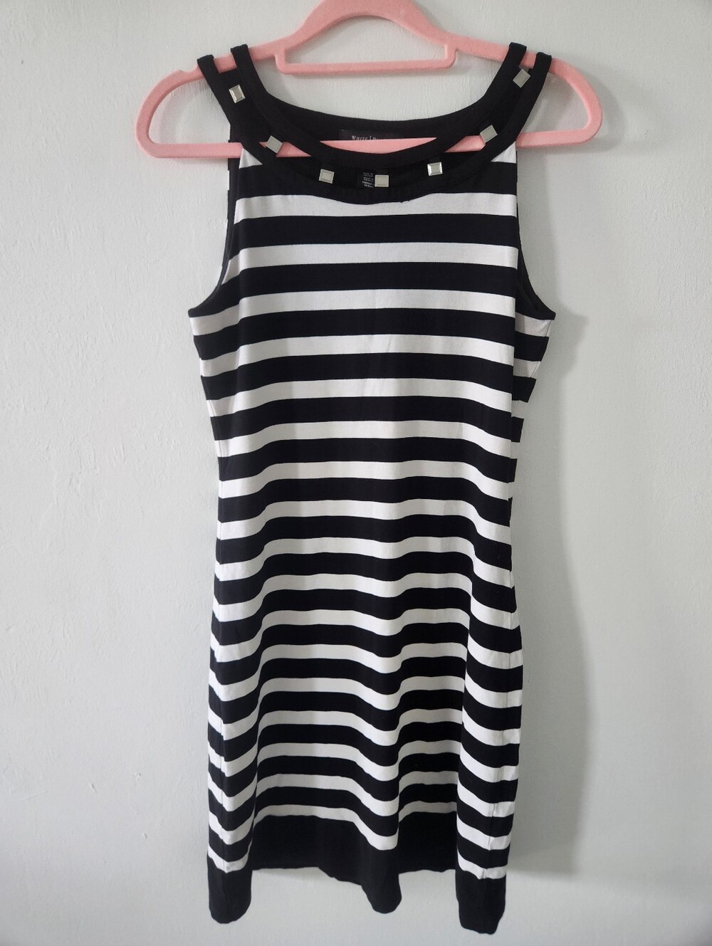 White House Black Market Sleeveless Dress with Studded Neckline